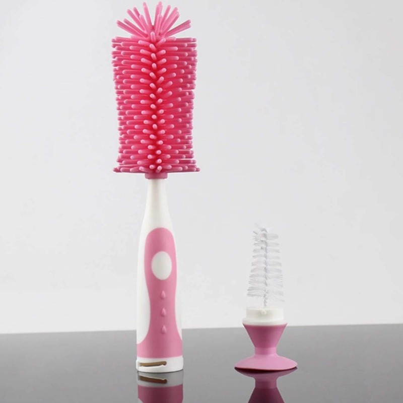 PAPU BABY Cepillo para Biberón/Botella de Silicón 100% grado alimenticio.