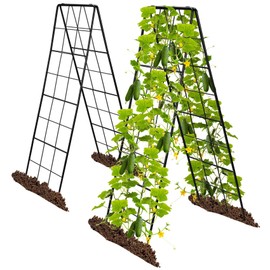 2 Pack 52" Tall A Frame Trellis for Climbing Plants Outdoor (52" X 17") – Heavy Duty Garden Adjustable Trellis, Metal Trellis for Cucumbers, Beans, Tomatoes, Grapes, and Vining Vegetables