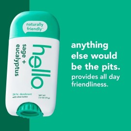 hello White Sage + Eucalyptus Deodorant With Shea Butter for Women + Men,...