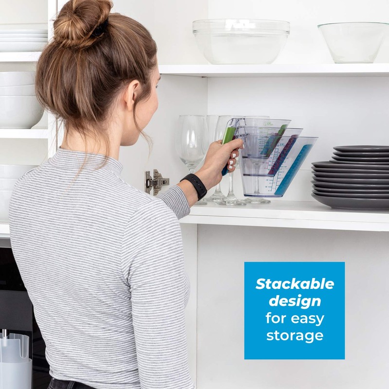 KPKitchen 4-Piece Angled Liquid Measuring Cups Plastic Set - BPA-Free