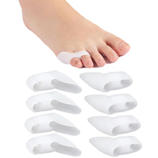 CCAIPU 8 x Toe Separators, Small Toe, Soft Gel Toe Corrector for Overlapping Toes, Crimped Toes, Reduce Pain and Friction (White)