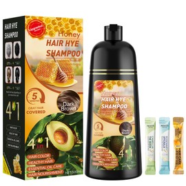 Dark Brown Hair Dye Shampoo 3 in 1 for Women & Men 100% Gray Hair Coverage - Herbal Ingredients Natural Plant Hair Color - Hair Dye in Minutes 17.6 Fl Oz