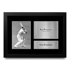 HWC Trading Don Bradman Australia Gifts Printed Signed Autograph Picture for Cricketer Memorabilia Fans - A4 Framed
