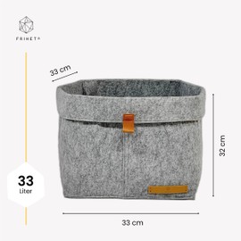 FRIHET® Filz Aufbewahrungskorb für KALLAX Regal | Ordnungsbox in Grau | Filztasche Organizer | 1 Stück Gr.2 | vielseitig einsetzbar und platzsparend verstaubar