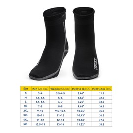 COPOZZ Diving Socks 3mm Neoprene Beach Water Socks-Anti Slip for Snorkel Swim Youth Men Women, High Cut-black, 3X-Large