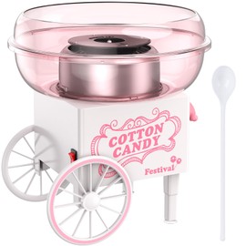 Cotton Candy Machine, Mini Cotton Candy Maker Machine for Kids with Sugar Scoop, Easy & Safe to Use, Pink Vintage Portable Candy Floss Maker for Birthday, Home, Party Gatherings, Christmas Gift