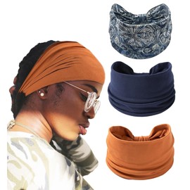 XEF Headbands for Women Bohemian Wide Floral Thick Hair Band No Slip Gym Elastic Twist Knot Athletic Headband Sweatbands Fashion Hair Accessories for Teen Girls