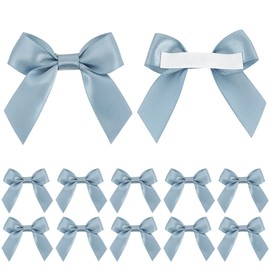 AIMUDI Dusty Blue Satin Ribbon Bows 2" Self Adhesive Satin Bows for Gift Wrapping Premade Ribbon Bows with Double-Sided Tape for Making Crafts Baby Shower Birthday Party Wedding Decorations, 50 PCs