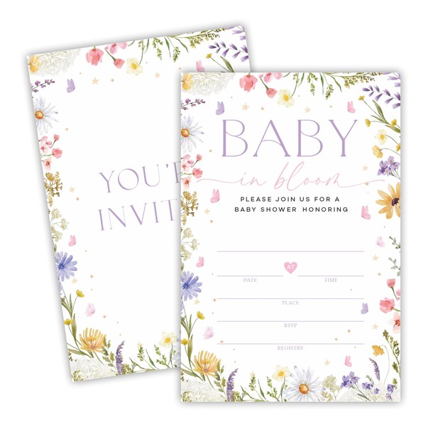 Ebned 4"X6" Baby In Bloom Baby Shower Invitation Cards –