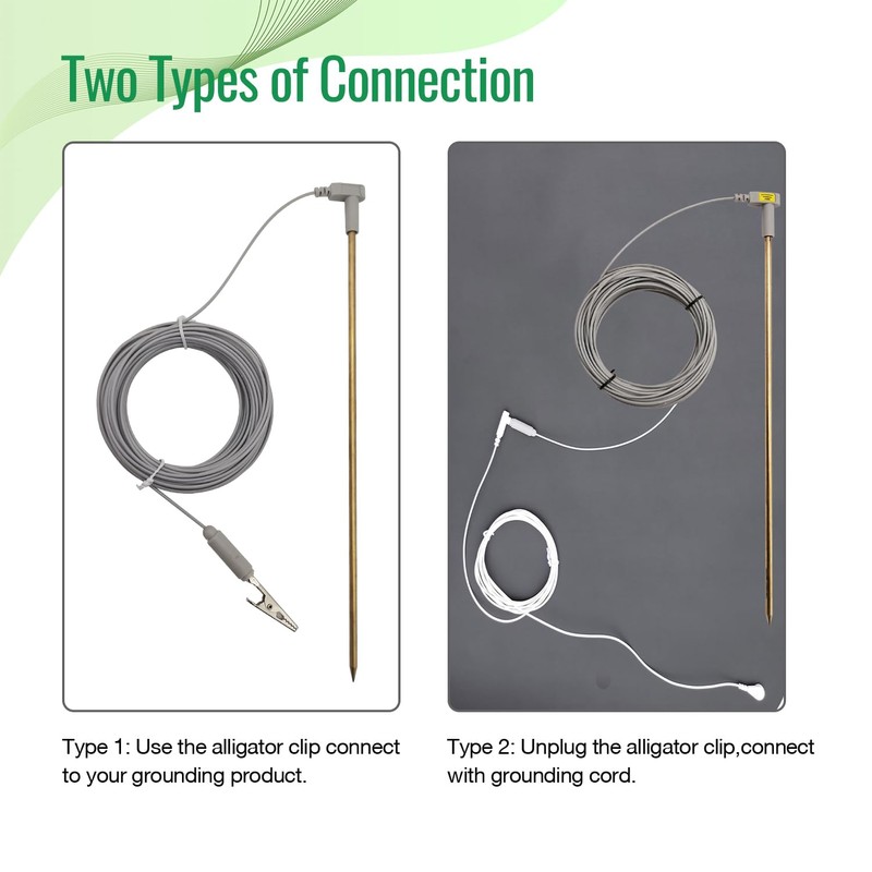 Brass Ground Rod with 40ft Wire & Alligator Clip, Grounding