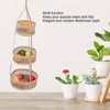 Hanging Fruit Basket Rattan 3 Tiers Multifunctional Foldable Elegant Style