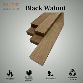 Exotic Wood Zone 3/4" Kiln Dried Wood Cutting Walnut Lumber 3/4" x 2" x 24" (4pcs) Hardwood Lathe Blocks for Wood Turning