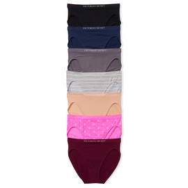 Victoria's Secret Seamless Brief Panty Pack, High Leg Cut, Underwear for Women, 7 Pack, Core Basics (M)