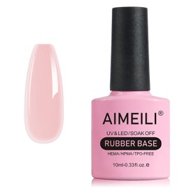 AIMEILI Hema Free Rubber Base Gel For Nails, Soak Off U V LED Clear Sheer Gel Nail Polish, 4 in 1 Nail Strengthen/Enhance/Base Coat/Color Gel Polish - (453) 10ml