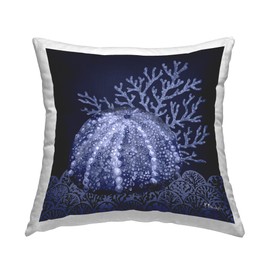 Stupell Industries Dark Sea Urchin Design by Paul Brent Indoor Printed Throw Pillow, 18 x 7 x 18, Blue