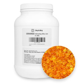 "Dry & Dry" [5 LBS] Premium Orange Indicating Silica Gel Desiccant Beads(Industry Standard 3-5 mm) - Rechargeable Silica Gel Beads(5 LBS)