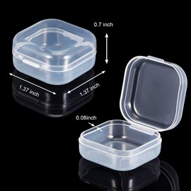 SKUPSY 20 Pcs Mini Clear Plastic Box Square Jewelry Earplug Pill Storage Box Case Container with Lid for Storage of Small Items, Crafts, Jewelry, Hardware