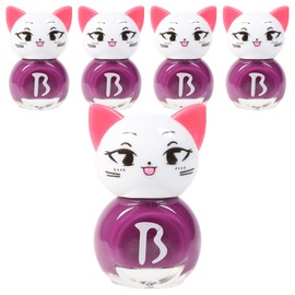 Bably Kids Nail Cat Sticker Type Children's Nail Polish, Purple Ping, 5 Pieces / 바블리 키즈네일 냥이 스티커형식 어린이매니큐어, 퍼플핑, 5개