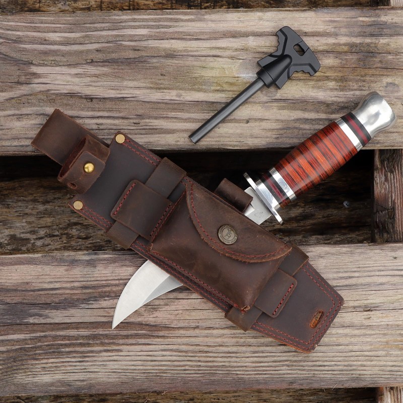 Tourbon Leather Hunting Fixed Blade Knives Sheath Horizontal & Vertical