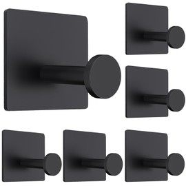 6 Pack Ganchos de Baño, Ganchos para Pared, Acero Inoxidable Ganchos para Toallas de Baño, Autoadhesivos para Toallas Ganchos de Pared Ropa Robe Impermeables Soporte para Cocina o Baño, Cuadrado