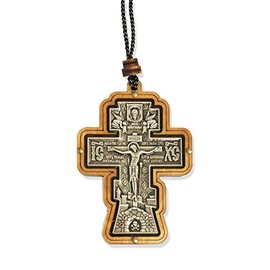 Three Bar Cross Car Pendant Ic Xc Jesus Christ Crucifixion Cross - Wooden Covered With a Plexiglass 3 1/4 Inch, Religious gift Orthodox Catholic Christian