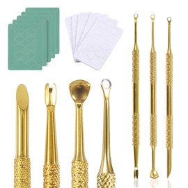 XEAOHESY 3 Pieces Gold Stainless Steel Double-End Nail Cuticle Pusher Nail Art Pre-Treatment Cuticle Remover Tool With 10 Sheets Sandpaper Dead Skin Removal Nail Cuticle Remover Trimmer Pen