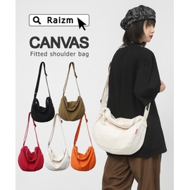 Raizm Lightweight and Large Capacity Shoulder Bag, Canvas Bag, Men's, Women's, A4, Lightweight, For College Students, white