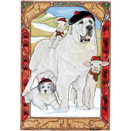Great Pyrenees Christmas Cards : 10 Holiday Cards with Red Envelopes - Adorable!