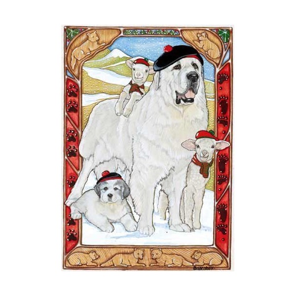 Great Pyrenees Christmas Cards : 10 Holiday Cards with Red