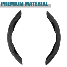 West Llama 2PCS Leather Auto Steering Wheel Cover, Snap on Large Steering Wheel Cover,3D Breathable Universal Segmented Steering Wheel Protector for 99% Vehicle(Black)