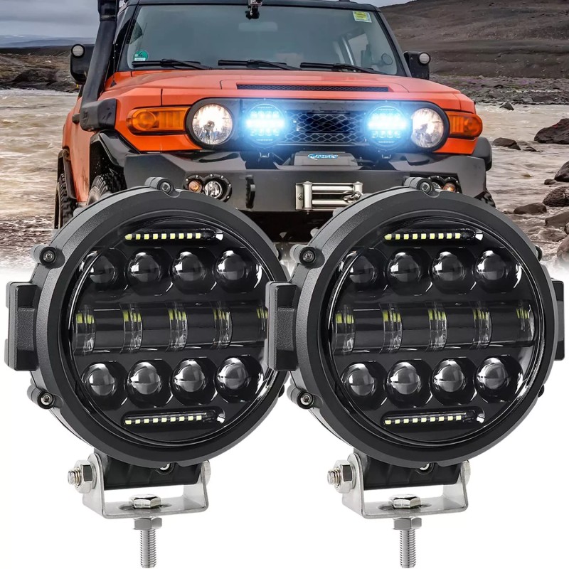 Bricologht Round 7 inch Front Bumper Spot LED Work Light