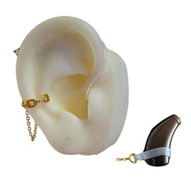 Anti-Lost Hearing Aids Earring Non-Piercing for Deafness | Retaining Chain for Deaf Hearing Aids | Prevent Accidental Drops and Losses of Amplifiers or Cochlear Implants (Gold)