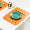 Herda Orange Faux Leather Fall Placemats,4 Set PU Leather Dining