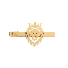 Hip Hop Crown Lion Brooches Stainless Steel Mens Animal Talisman Party Accessories Trendy Wedding Jewelry Badge Pins for Groom (gold tie clip)