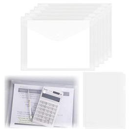 QOWUXHZ Pack of 7 A4 Document Wallets High-Quality Document Wallets A4 Transparent Pockets A4 Crystal Clear with Press Stud for Perfect Organisation of Documents Files Paper Receipts and More