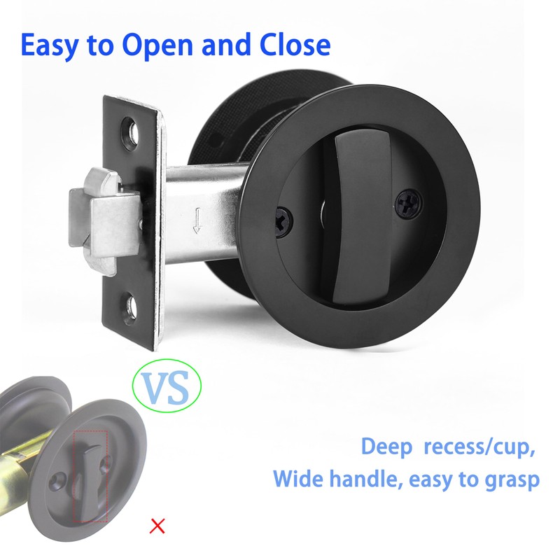 Dontay 2 Pack Pocket Door Lock with Key, Contemporary Entrance