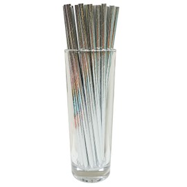 Silver Paper Straws for Drinking Straws Biodegradable Disposable Straws Bulk(150 Packs) qiqee