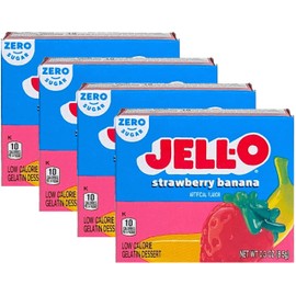 Jell-O Sugar-Free Gelatin Dessert, Strawberry Banana (Pack of 4)
