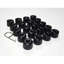 Partsdealers Round Type Wheel Nut Covers for VW Arteon Beetle Caddy Golf Jetta Polo Passat Scirocco Skoda Tiguan T-Cross T-Roc (Glossy Black 16+4)