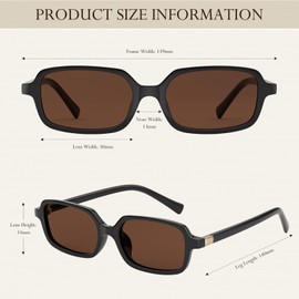 TELAIN Retro Sunglasses for Men and Women, Small Rectangular Vintage Sunglasses, Trendy 90s Sunglasses, Slim Style