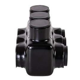 Black Insulated Wire Splice Connector 3 Port 3/0 AWG - 6 AWG Dual Sided (1)