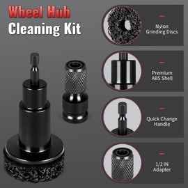 AUTOPICK 8 PCS Wheel Hub Cleaning Tool, Wheel Hub Cleaning Kit, Hub Cleaning Tool Including 5 Pcs Pads, Fits 1/2 in Wrenches or Electric Drill