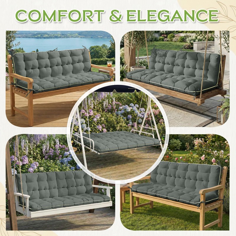 Oxford Fabric Swing Cushions with Backrest & Tie Straps for