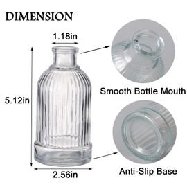 ROLLSCERAY Bud Vases Set of 6, Glass Vases for Centerpieces, Small Vases for Flowers, Small Flower Vases for Centerpieces, Vintage Vases, Mini Vases, Clear Bud Vases for Wedding Table Decor