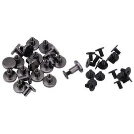 20 Sets Chicago Screws, Black Leather Rivets Screw Rivets Flat Fillister Book Binding Posts for DIY Leather Craft(8mm)