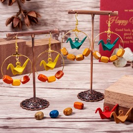 Craftdady Alloy Crane Pendants, Colorful Wooden Beads Earring Making Kits with Earring Hooks for DIY Earrings, Jewellery Making, Craft Supplies, Decoration