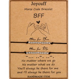 Pinky Promise Long Distance Matching Relationship Jewelry BFF Morse Code Bracelet Gift Set for Friend Classmate