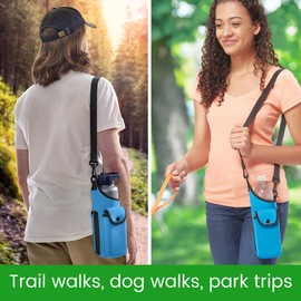 Smooth Trip AquaPockets Neoprene Water Bottle Holder with Strap - Neoprene Sling Bag with Water Bottle Holder, Phone Pouch and Adjustable Strap for Walking and Hiking - Fits up to 32 oz. Bottles