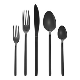 GRÄWE Lisbon Series Cutlery Set for 2 People, 10 Pieces, Stainless Steel Tableware, Dishwasher Safe, Titanium Coated, Black