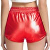 Mirawise Pantalones cortos metálicos brillantes para niñas, Rojo, 8-9 Años
